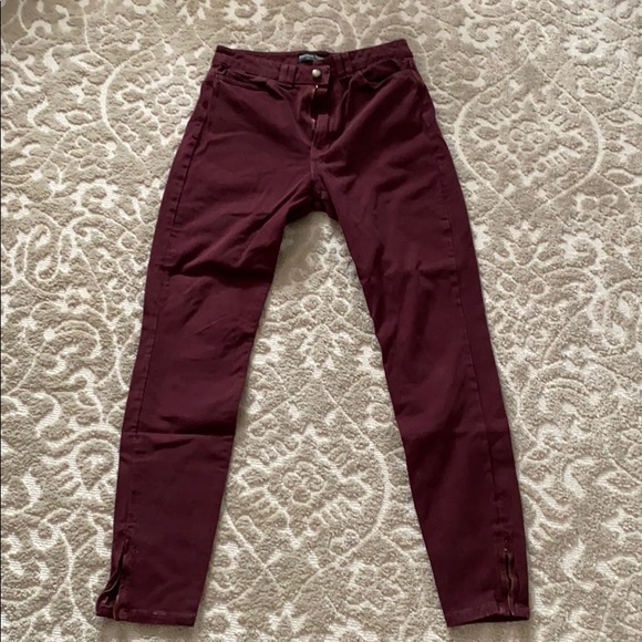 American Apparel Maroon Zippered Stretch Jean - Picture 1 of 2